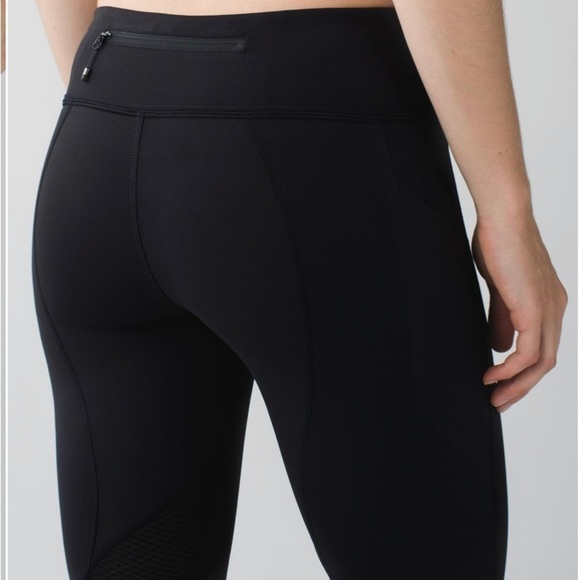 Lululemon Pace Rival 22'' Crop Leggings Luxtreme Side Pockets Run Black Women 4 - Picture 4 of 14